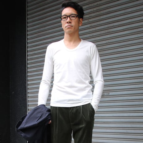 【RE PRICE/価格改定】[AUD1143] Upscape Audience ガラガラ紡Uネック長袖カットソー