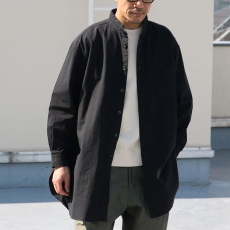 綿麻ビンテージソフトキャンバス Aライン ローマシャツコート【MADE IN JAPAN】『日本製』/ Upscape Audience [AUD7133]