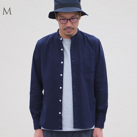 【RE PRICE / 価格改定】バンドカラー長袖シャツ【MADE IN JAPAN】『日本製』/ Upscape Audience [AUD1864-NAVYOX]