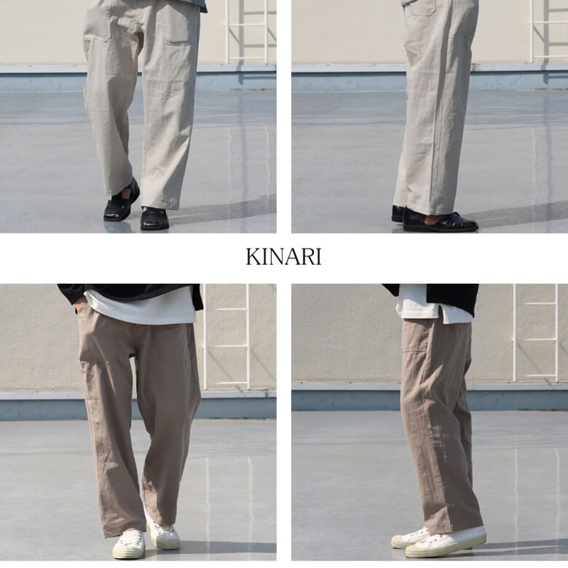 綿麻ビンテージソフトキャンバス ベイカー ワイドイージーパンツ【MADE