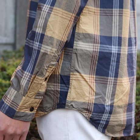 タイプライター 大判チェック ルーズFIT 裏前立 レギュラーカラー L/Sシャツ【MADE IN JAPAN】『日本製』/ Upscape Audience [AUD6173]