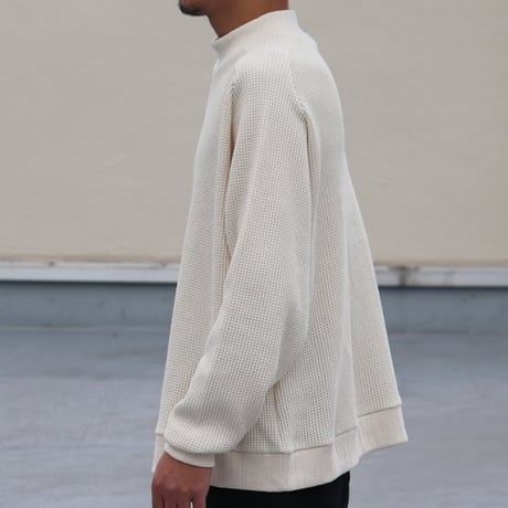 ビッグワッフル サドルショルダー モックネック XL ニットソー【MADE IN JAPAN】『日本製』 / Upscape Audience [AUD6486]