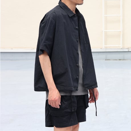 ピグメント 馬布 (ホースクロス) ドローコード バルーン オープンカラー ハーフスリーブシャツ / Audience /AUD6630