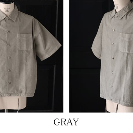 ピグメント 馬布 (ホースクロス) ドローコード バルーン オープンカラー ハーフスリーブシャツ / Audience /AUD6630