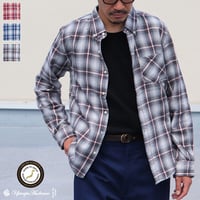 【RE PRICE/価格改定】[AUD1519] Upscape Audience オンブレチェックボタンダウンワンカラーボタン長袖シャツ