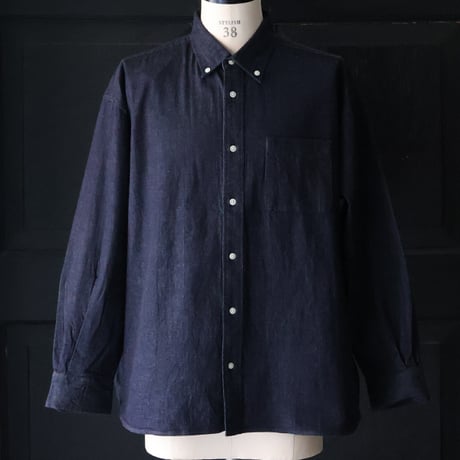 「備後」 8オンス ムラデニム 釦ダウン ボク シーAライン 長袖シャツ【MADE IN JAPAN】『日本製』/ Upscape Audience [AUD6663]