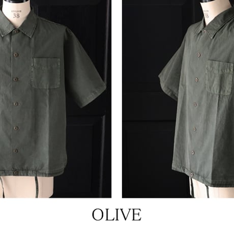 ピグメント 馬布 (ホースクロス) ドローコード バルーン オープンカラー ハーフスリーブシャツ / Audience /AUD6630