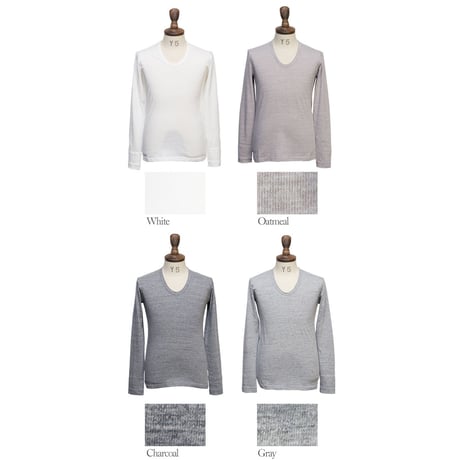 【RE PRICE/価格改定】[AUD1143] Upscape Audience ガラガラ紡Uネック長袖カットソー