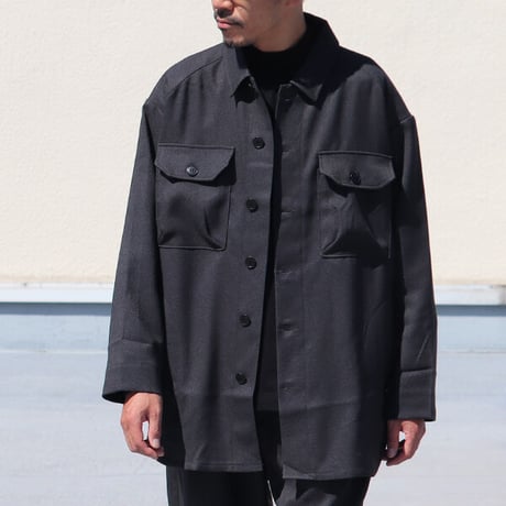 LANATEC® (ラナテック) LEI ( レイ) ポリエステル ウールライク カルゼ サファリシャツコート【MADE IN JAPAN】/ Upscape Audience [AUD7167]