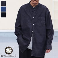 6オンス デニム バンドカラー ボクシーAライン 長袖シャツ【MADE IN JAPAN】/ Upscape Audience[AUD6392]