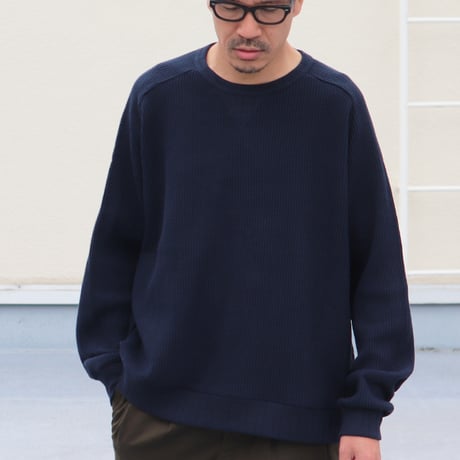 ビッグワッフル サドルショルダー ガゼットクルーネック XL ニットソー【MADE IN JAPAN】『日本製』 / Upscape Audience [AUD6485]