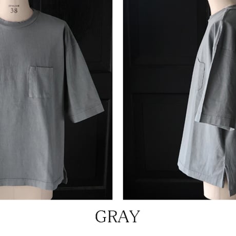 ピグメント 米綿（USAコットン）16/-天竺（8.45オンス）グラスポケ付き クルーネック ハーフスリーブ ボクシー Tシャツ / Audience [AUD6623]