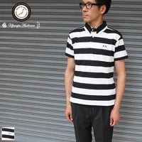【RE PRICE / 価格改定】[AUD1555] Upscape Audience 鹿の子太ボーダーエレファント刺繍ボタンダウンカラーポロシャツ
