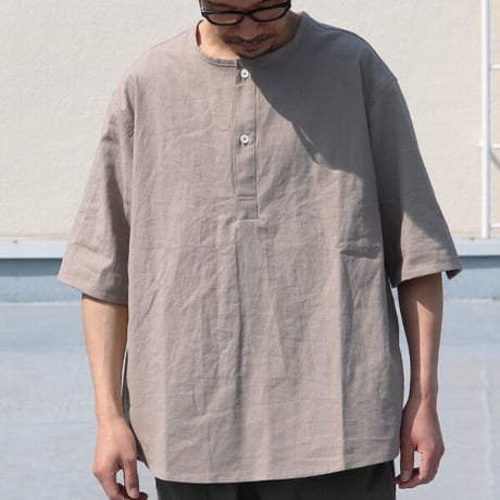 綿麻ビンテージソフトキャンバス スリーピング ハーフスリーブ シャツ【MADE IN JAPAN】『日本製』/ Upscape Audience [AUD6518]