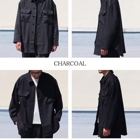 LANATEC® (ラナテック) LEI ( レイ) ポリエステル ウールライク カルゼ サファリシャツコート【MADE IN JAPAN】/ Upscape Audience [AUD7167]