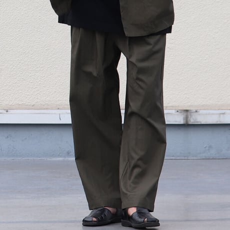 グリストーンW 綿ナイロン高密度ギャバ 2タック ワイドパンツ【MADE IN JAPAN】『日本製』/ Upscape Audience [AUD3482]