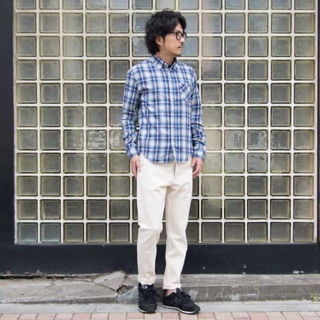 【RE PRICE/価格改定】[AUD1519] Upscape Audience オンブレチェックボタンダウンワンカラーボタン長袖シャツ