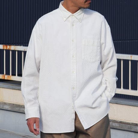 レノクロス（からみ織）ボタンダウン ボクシーAライン 長袖シャツ【MADE IN JAPAN】『日本製』/ Upscape Audience [AUD6503]