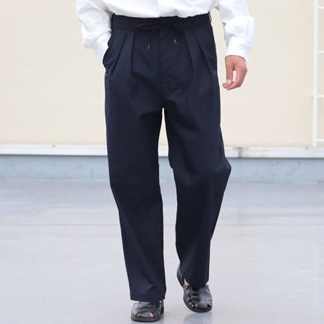 グリストーンW 綿ナイロン高密度ギャバ 2タック ワイドパンツ【MADE IN JAPAN】『日本製』/ Upscape Audience [AUD3482]