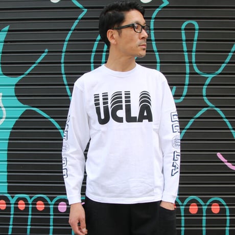 [AUD1836] Audience オールドプリント"UCLA-SLIDE"米綿長袖TEE