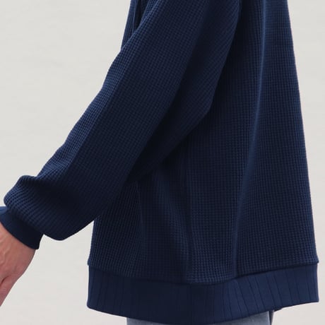 ビッグワッフル サドルショルダー モックネック XL ニットソー【MADE IN JAPAN】『日本製』 / Upscape Audience [AUD6486]