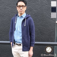 [AUD2567] Upscape Audience ソフトエアー裏毛ラグラン7分袖フードジップパーカー