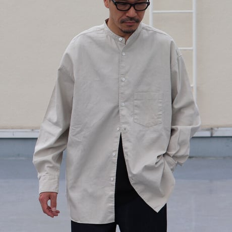 6オンス オックスフォード バンドカラー L/S ボクシーシャツ【MADE IN JAPAN】『日本製』/ Upscape Audience [AUD6267]