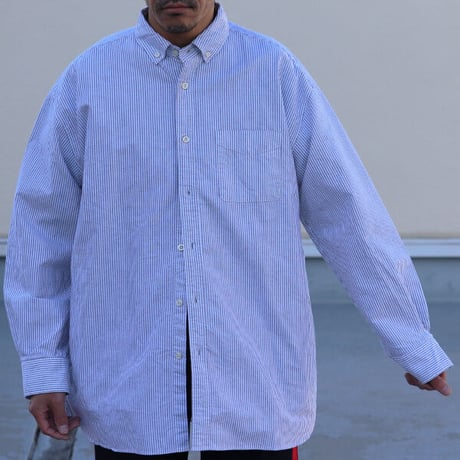 播州織オックスフォードストライプ ボタンダウン 長袖 ボクシーシャツ【MADE IN JAPAN】『日本製』/ Upscape Audience [AUD6307]