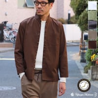 コットンギャバジンスタンドスモールカラー9/S シャツジャケット【MADE IN JAPAN】『日本製』/ Upscape Audience [AUD2773]