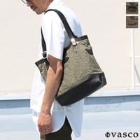 [AUD5054] Upscape Audience / VASCO デッドストックレインカモテント生地×Leather Travel Mini Tote Bag