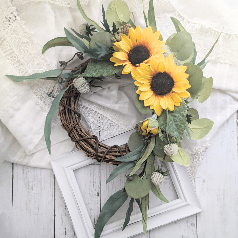 リース89向日葵 リース89向日葵 ☆ひまわり造花リース やばく