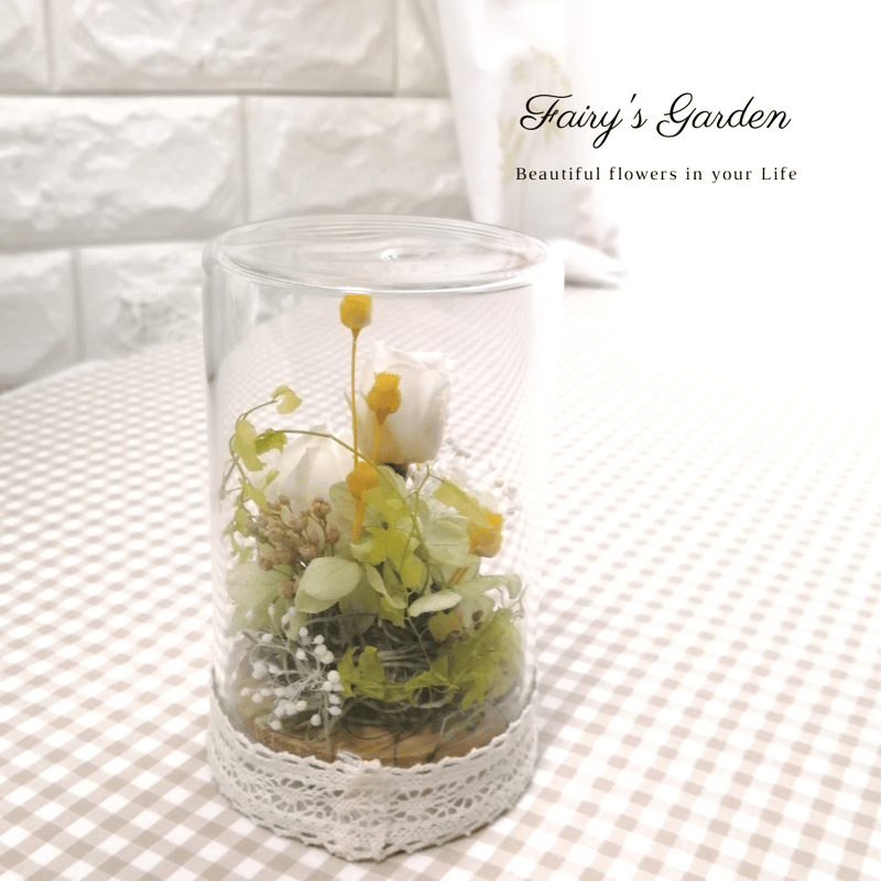 紫と黄色グラデーションガラスカップ　　　　キャンドル入れ　フラワーアレンジメント プチ贅沢なアレンジメント BluePurple （カーネーションと