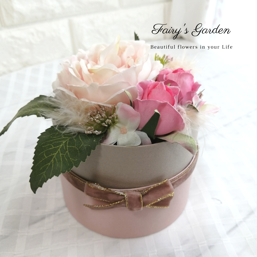 アーティフィシャルフラワー ローズのミニボックスアレンジ | フラワー