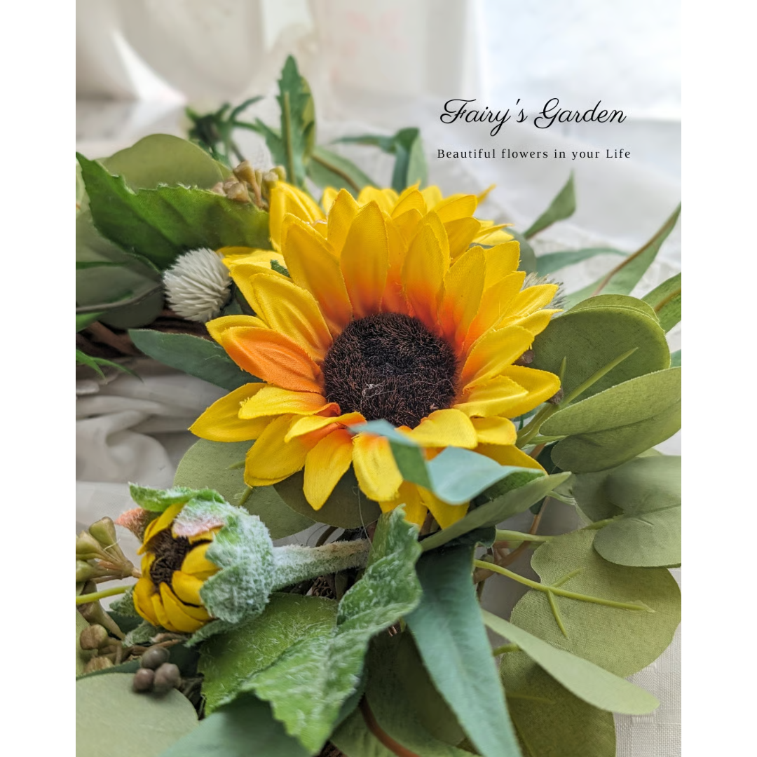 NA_NO様　おまとめ　アジサイとユーカリのブルーグリーンリース　他3点　計4点 ひまわりと2種のユーカリのリース | フラワーアレンジショップ