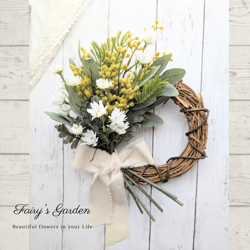 感謝を伝えるミモザのリース アーティフィシャルフラワー 造花