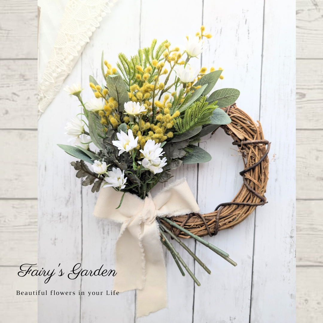 感謝を伝えるミモザのリース アーティフィシャルフラワー 造花