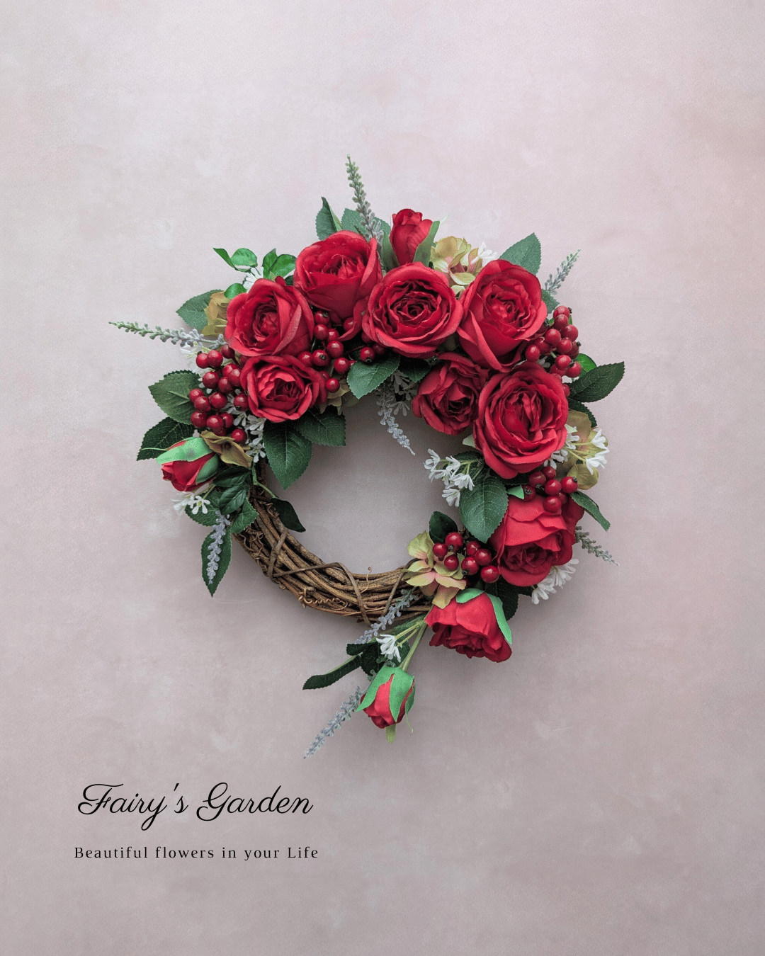 フレッシュ 赤いバラ装飾のクリスマスツリー薔薇12輪