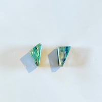 青貝の変形ピアス ブラックデザイン板ver.