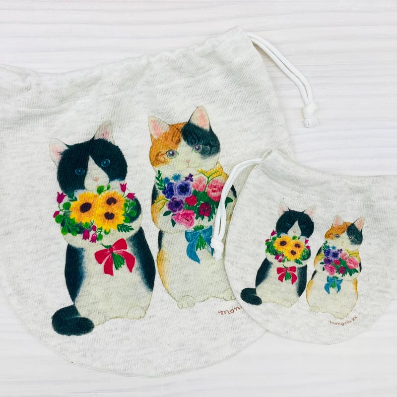 まる巾着袋　ミニ　ネコ ミニ巾着☆4匹の猫 | mongobess