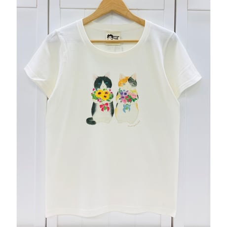 レディースTシャツ☆花束猫