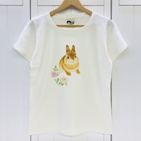 レディースTシャツ☆薔薇とうさぎ