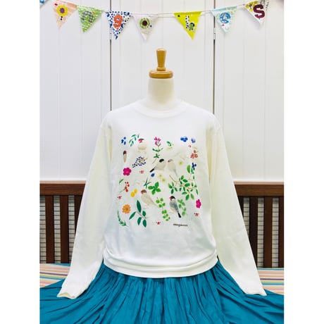 長袖Tシャツ☆ボタニカル文鳥