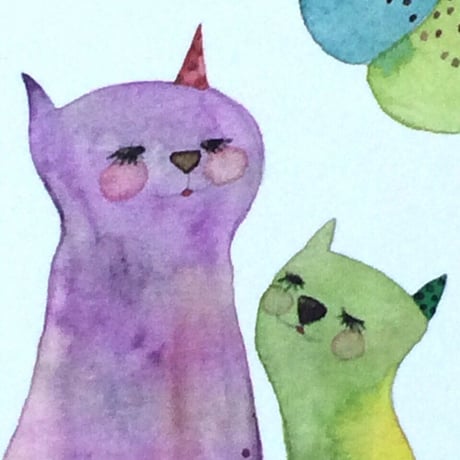 ポストカード☆花ねこ