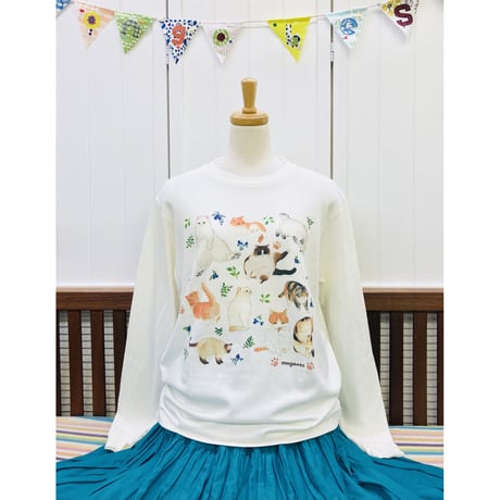 長袖Tシャツ☆ボタニカル猫
