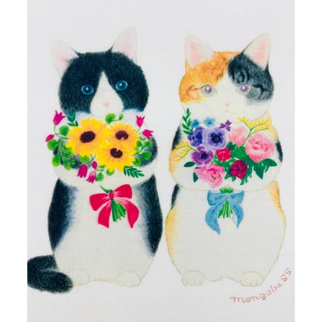ハンカチ☆花束猫