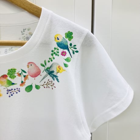 レディースTシャツ☆小鳥のリース