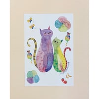 ポストカード☆花ねこ