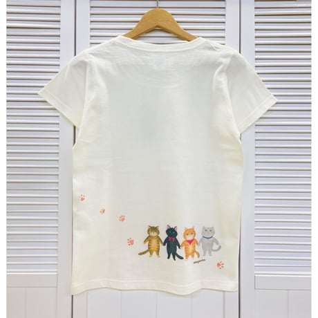 レディースTシャツ☆4匹のネコ