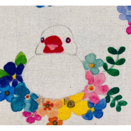 お買い物袋☆フラワー文鳥さん