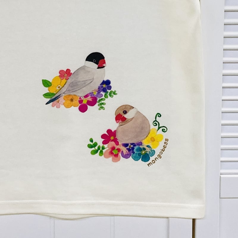 レディースTシャツ☆フラワーシリーズ☆文鳥さん | mongobess